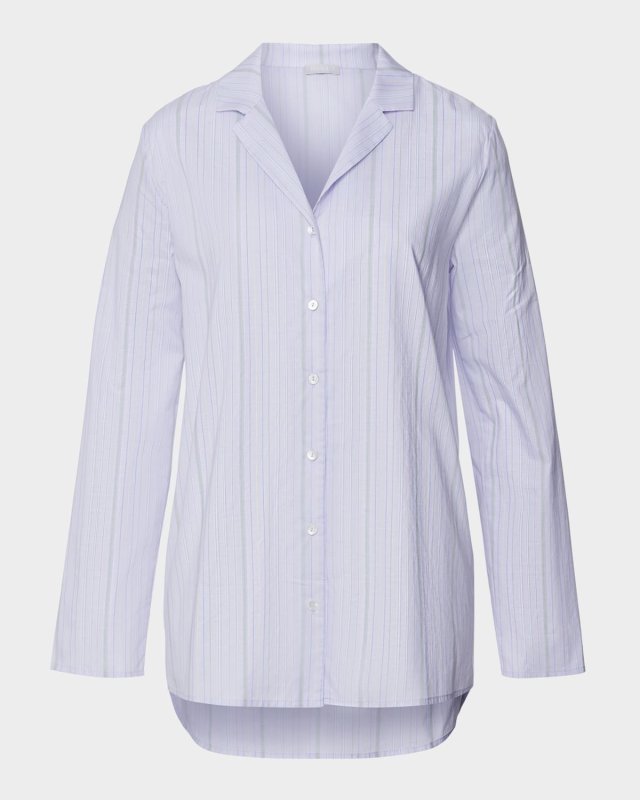 Striped Woven Cotton Sleep Shirt